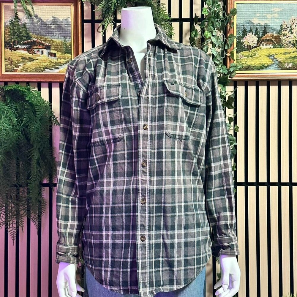 Carhartt plaid flannel shirt in gray & dark olive